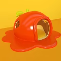 Cute Red Tomato Shaped Photo Spot With Dripping Base And Yellow Background
