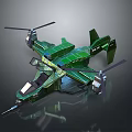 Green Sci Fi Helicopter With Futuristic Design Multiple Rotors And Metallic Structure 3d model