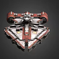Futuristic Red And White Spaceship With Detailed Structure Engine Modules And Illuminated Accents