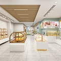 Bright Pastry Shop Interior With Display Cases And Wall Posters 3d model