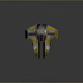 Sci Fi Spaceship 3D Model With Yellow Gray Wings Transparent Cockpit And Emblems 3d model