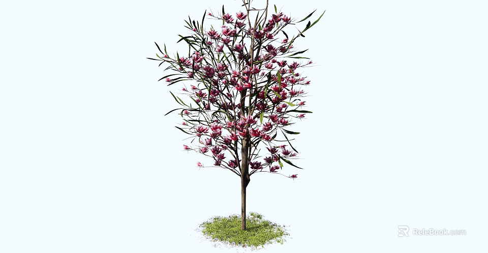 Beautiful Arbor With Purple Flowers Green Leaves Brown Trunk And Grass Base 3d model 