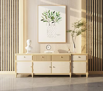 Nordic TV Cabinet Solid Wood TV Cabinet 3d model