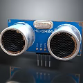 HC SR04 Ultrasonic Sensor Module For Commercial Devices With Dual Transducers And Blue Circuit Board