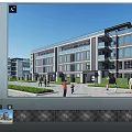 Modern Multistorey Townhouse Exterior Design With Green Lawn And People Activities