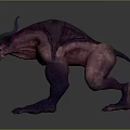 Fierce Fantasy Creature Character With Horns Purple Pink Skin Muscular Build And Sharp Claws