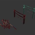 Black Metal Frame Equipment With Scattered Rods And Components