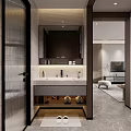 Elegant Modern New Chinese Style Living And Dining Room With Comfortable Sofas And Marble Floors