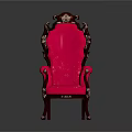 Single Seater Sofa With Pink Upholstery And Ornate Carved Wooden Details