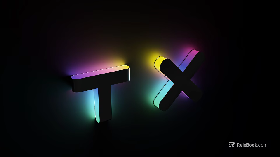 Modern LED Wall Lamp with Colorful Glowing T and X Letter Design for Home Decor 3d model 