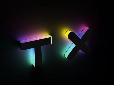 Modern LED Wall Lamp with Colorful Glowing T and X Letter Design for Home Decor 3d model