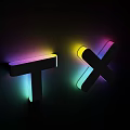 Modern LED Wall Lamp with Colorful Glowing T and X Letter Design for Home Decor