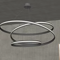 Modern Circular Rings LED Chandelier Hanging In Contemporary Interior With Wooden Wall Ceiling