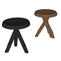 Modern Black And Brown Stools With Crossed Legs And Round Seats