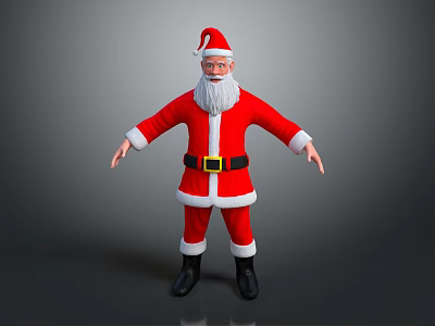 Santa Claus Themed Decorative Ornament Set With Red Outfit White Beard And Black Boots 3d model