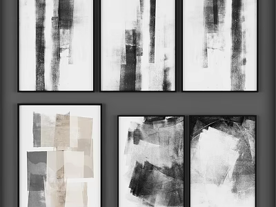 Modern Abstract Art Frames With Black White Design For Home Wall Decor 3d model