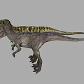 Realistic 3D Model of Two Dinosaurs with Open Mouths and Detailed Skin on Grey Background