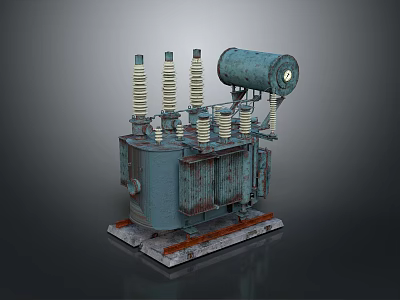Blue Green Desktop Computer Case With Rustic Metal Structure And Stable Base 3d model