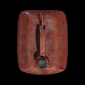 Vintage Red Worn Metal Jerry Can With The Old Man Fire Supply Label