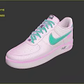 White Sneakers With Green Laces And Contrast Logo Design Details For Casual Wear
