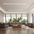 Spacious Modern Executive Office With Warm Wooden Finishes Comfortable Guest Lounge And Bright Panoramic Windows