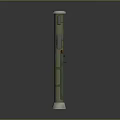 Green 3D Model Military Missile Weapon With Tubular Structure And Red Labeled Parts
