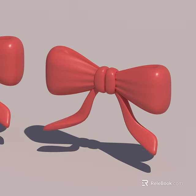 Elegant Red Bow Decoration Design with Shiny Glossy Surface for Crafts 3d model 
