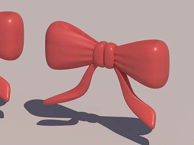 Elegant Red Bow Decoration Design with Shiny Glossy Surface for Crafts 3d model