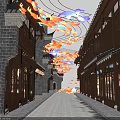 Colorful Butterfly Lanterns Hanging Over Traditional Architecture Night View Photo Spot