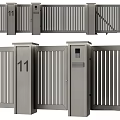 Modern Metal Gate Components Featuring Slatted Design Number 11 And Mailbox 3d model
