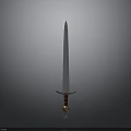 Decorative Medieval Sword With Ornate Blade Red Gold Hilt And Metallic Finish
