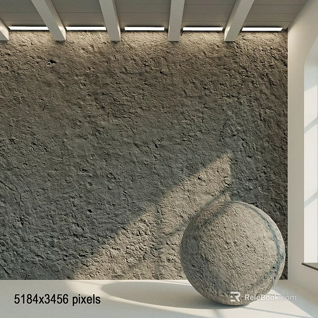 Decorative Concrete Component On Rough Wall With Circular Design And Shadow Effect 3d model