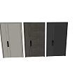 Three Modern Security Doors In Different Colors With Textured Surfaces And Black Locks 3d model