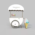 Mobile Ice Cream Cart With Sweetie Dreams Canopy Ice Cream Cones And ENJOY Sign