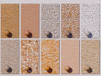 Red Wall Brick Green Brick Red Brick Old Wall Face Wall 3d model