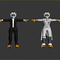 Anthropomorphic Cartoon Characters With Horns Yellow Claws And Black White Costumes