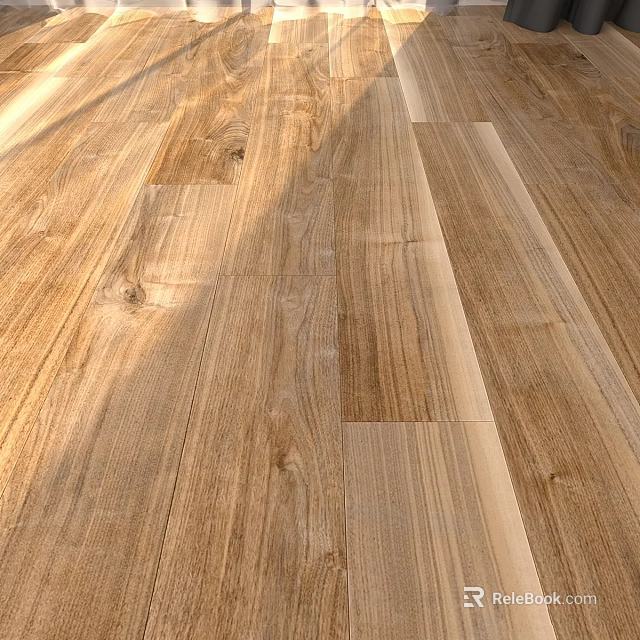 Wooden Floor Planks Showcasing Natural Grain And Warm Light Shadow Effects 3d model 