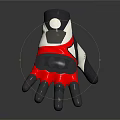 Black Red And White Sport Glove With Structured Design And Stylish Patterns 3d model