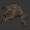 Hero Confronting Fantasy Monster With Open Mouth Sharp Teeth And Claws 3d model