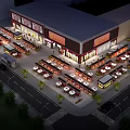 Vibrant Commercial Street With Illuminated Shops Outdoor Dining Areas And Surrounding Roads