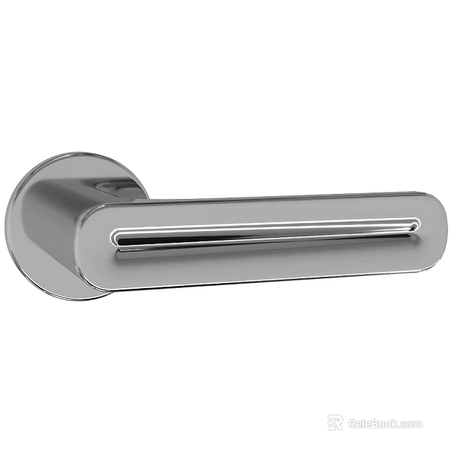 Polished Stainless Steel Door Handle with Modern Minimalist Sleek Metallic Design 3d model 