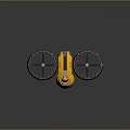 Yellow Space Probe With Dual Rotors And Spherical Body For Planetary Exploration