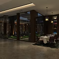 Luxury Hotel Lobby Interior With Modern Design Chandeliers And Marble Flooring
