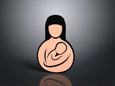 Stylish Baby Furniture Design With Mother Holding Newborn Baby 3d model