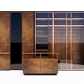 Elegant Modern Wardrobe Design with Glass Doors Metal Frame and Wooden Drawers