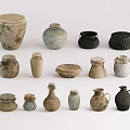 Assorted Handmade Ceramic Vessels in Different Shapes Sizes and Natural Textured Finishes