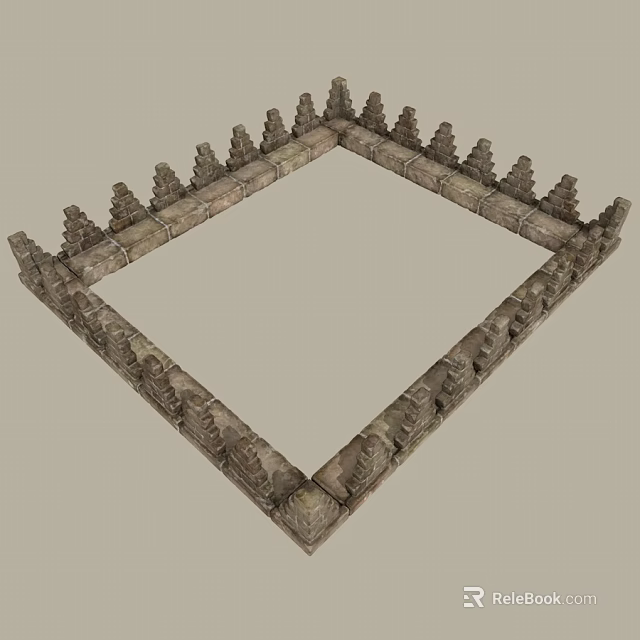 Decorative Stone Carving Sculpture Square Frame With Tower Like Spires Architectural Decor 3d model 