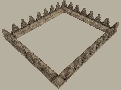 Decorative Stone Carving Sculpture Square Frame With Tower Like Spires Architectural Decor 3d model