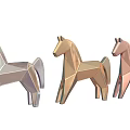 Geometric Horse Sculptures Origami Style Silver Gold Rose Gold Metallic Decorative Art