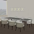 Modern Flos Dining Table and Chair Simple Dining Table and Chair Chandelier 3d model